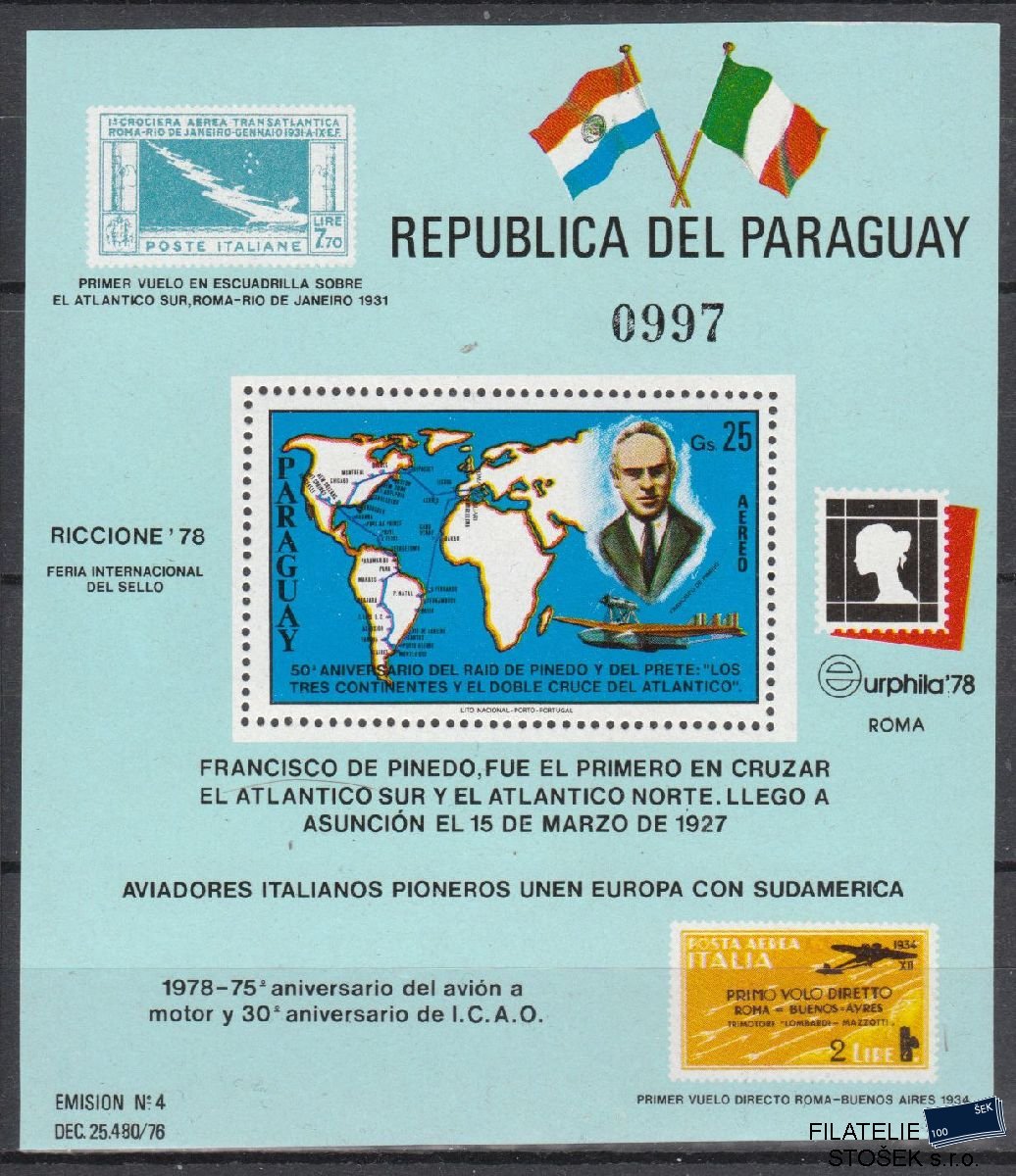 Paraguay známky Mi Blok 327 - Letadla